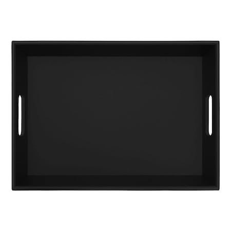 Dacasso Black Leather Serving Tray with Handles AG-1033